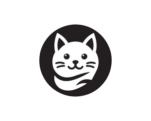 Cat head logo. Cat head icon. Cat face logo. Silhouette simple. Flat style. Black cat face icon logo. Logo design template. Vector illustration. Animal logotype concept. 