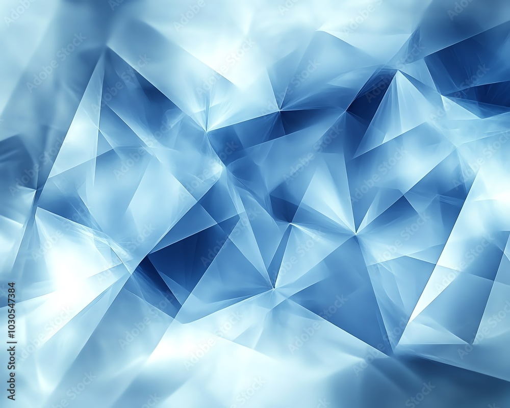 Poster unique abstract blue banner for a technology webpage, combining various shades of blue with geometri