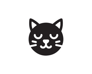 Cat head logo. Cat head icon. Cat face logo. Silhouette simple. Flat style. Black cat face icon logo. Logo design template. Vector illustration. Animal logotype concept. 