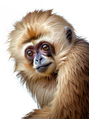 Obraz premium Close-up of Gibbon (animal), Masterpiece, isolated on a white background
