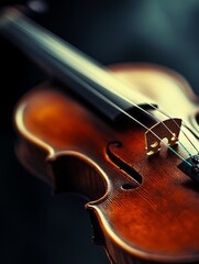 Fototapeta premium Violin with Shiny Varnish and Golden Bridge