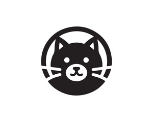 Fototapeta premium Cat head logo. Cat head icon. Cat face logo. Silhouette simple. Flat style. Black cat face icon logo. Logo design template. Vector illustration. Animal logotype concept. 