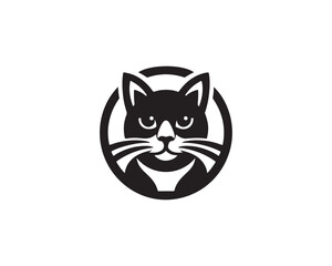 Cat head logo. Cat head icon. Cat face logo. Silhouette simple. Flat style. Black cat face icon logo. Logo design template. Vector illustration. Animal logotype concept. 