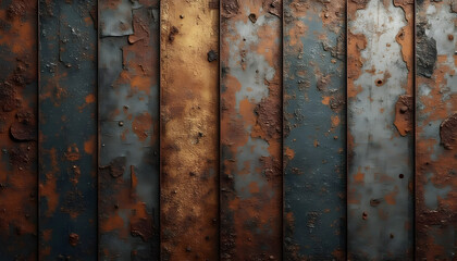 Obraz premium Rusty metal texture with vertical lines for industrial background designs