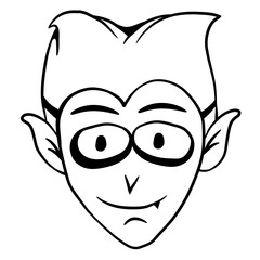 illustration of vampire head hand drawn.