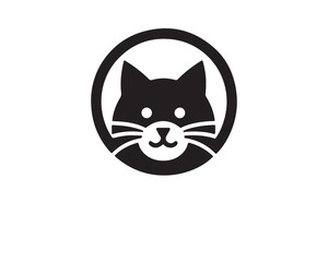 Cat head logo. Cat head icon. Cat face logo. Silhouette simple. Flat style. Black cat face icon logo. Logo design template. Vector illustration. Animal logotype concept. 