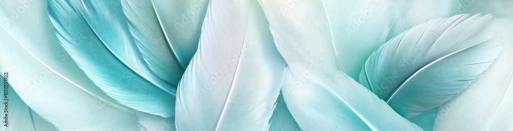 Wall mural A soft collection of pastel-colored feathers arranged in an elegant pattern.