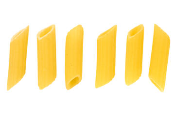 Pasta pasta feathers isolated on transparent background.