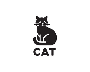 black and white cat  logo icon vector illustration