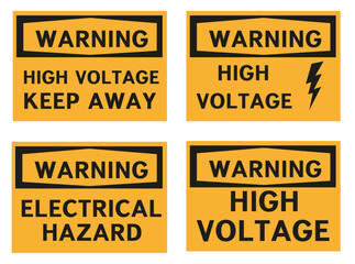 Warning signs about the danger of electric shock. Electric shock sign.