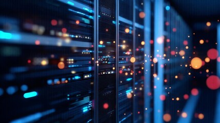 Data center with illuminated servers
