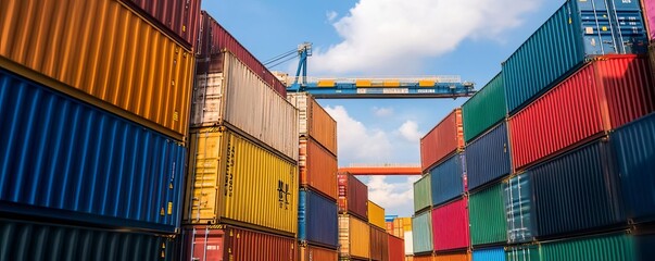 Fototapeta premium Colorful shipping containers in a port.