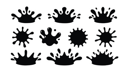  Water splash silhouettes set isolated flat vector illustration on white background