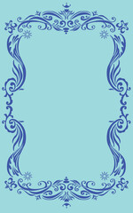 Blue Dragon Page Border Design with elegant ornamental florals. Perfect for fantasy-themed projects, invitations, and decorative artwork with a mythical touch.