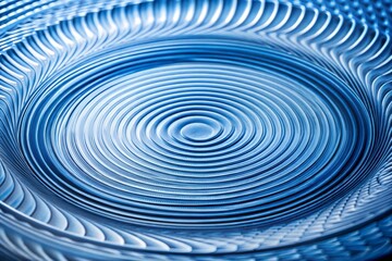 Fototapeta premium Blue glass plate with concentric circle texture detail