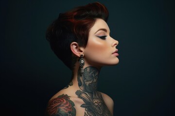 Fototapeta premium Tattoo looking adult woman.