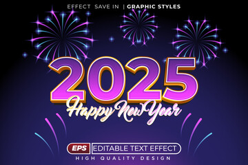 Obraz premium Editable 3d text effect happy new year