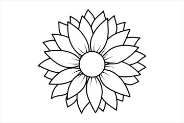 line art illustration of a sunflower 
