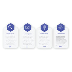 Business infographic template. 4 Step timeline journey. Process diagram, 4 options on white