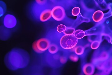 Floating Virus Close-Up in Purple Light