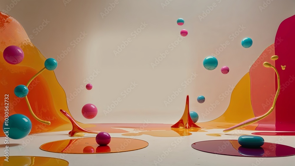 Canvas Prints Colorful abstract 3D design with spheres and liquid shapes