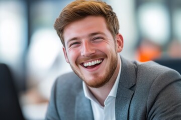 Naklejka premium Portrait of a Young Executive with a Winning Smile