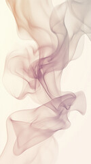 Fototapeta premium Abstract smoky wisps in soft beige and purple tones on white background