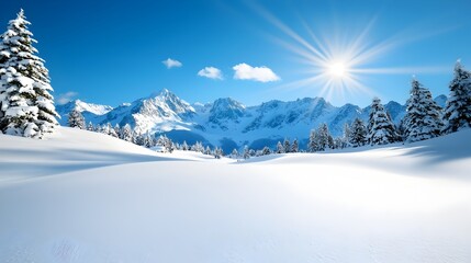 Exhilarating snow covered mountain landscape with skiers and snowboarders embracing the thrill of carving through pristine powder on an unforgettable winter adventure