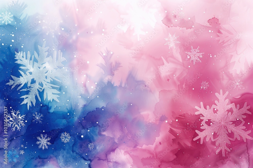 Aufkleber abstract snowflake patterns on a pastel watercolor background, a vector presentation design with a c