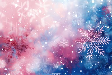 Abstract snowflake patterns on a pastel watercolor background, a vector presentation design with a copy space area, a snow pattern concept.