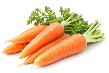 Three Fresh Carrots isolated on white background. Clipping path 