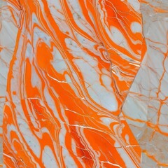 Seamless Orange Marble Pattern. Orange And White Marble Design.