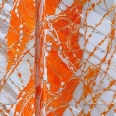 Seamless Orange Marble Pattern. Orange And White Marble Design.