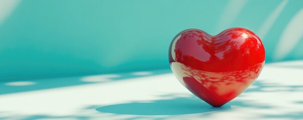 Vibrant Heart in a Calm Blue Atmosphere of Love