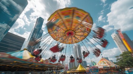 Swing ride in action at carnival