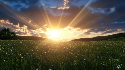 A stunning golden cross shines brightly in the sky, surrounded by rays of light during twilight, representing a powerful symbol of faith and inspiration for believers