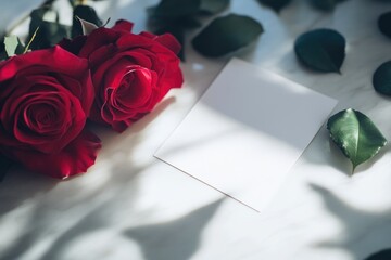 Close-up of sophisticated wedding invitation with blooms