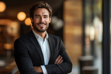 Smiling Gentleman in Blue Shirt & Suit with Stubble, Natural Light