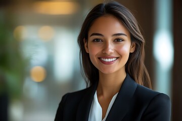 Smiling Woman in Black Jacket Professional Headshot