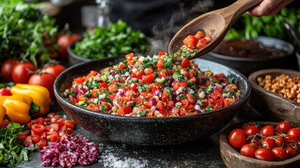 Vibrant salad with colorful vegetables and fine herbs.