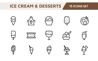 Delicious Ice Cream and Desserts Icons: A Sweet Collection for Menu Design, Recipe Apps, Bakery Projects, and Dessert Shops with Creative, Mouth-Watering Visuals