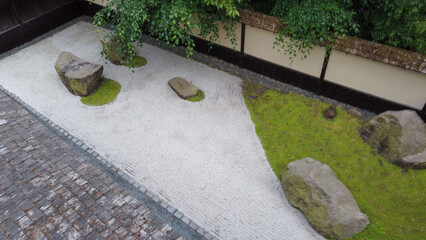 Fantastic drone view on Japanese garden in Odense  district  (Denmark)