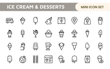 Delicious Ice Cream and Desserts Icons: A Sweet Collection for Menu Design, Recipe Apps, Bakery Projects, and Dessert Shops with Creative, Mouth-Watering Visuals