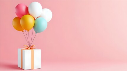 gift box with balloons