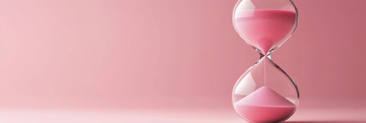 Fototapeta premium Elegant pink hourglass on a soft pastel background showcasing the passage of time