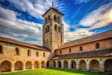 Obraz premium Historic monastery tower with leading lines