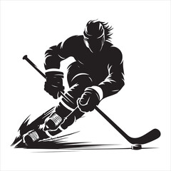Hockey Stick Mastery Silhouette of a Player Striking  , black colour vactor 
