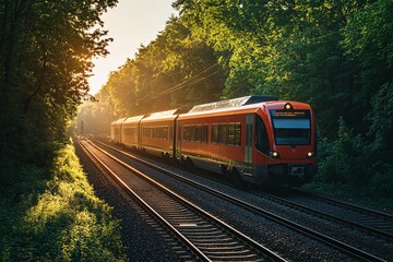 Obraz premium Solar-powered train showcasing clean energy innovation, eco-friendly transportation, and sustainable rail technology.