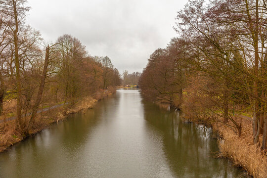 Brandenburg Barnim Herbst Winter Marienwerder Regentag am Langen Tr&ouml;del Seitenarm Finowkanal Landschaft Gew&auml;sser Wetter Winterzeit Brandenburger Stille Herbstferien Herbstlandschaft Regentag Regen