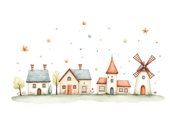 Medieval ancient buildings set of different kinds of traditional houses isolated illustration
